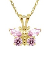 adorable teeny rope chain yellow gold heart October birthstone baby necklace